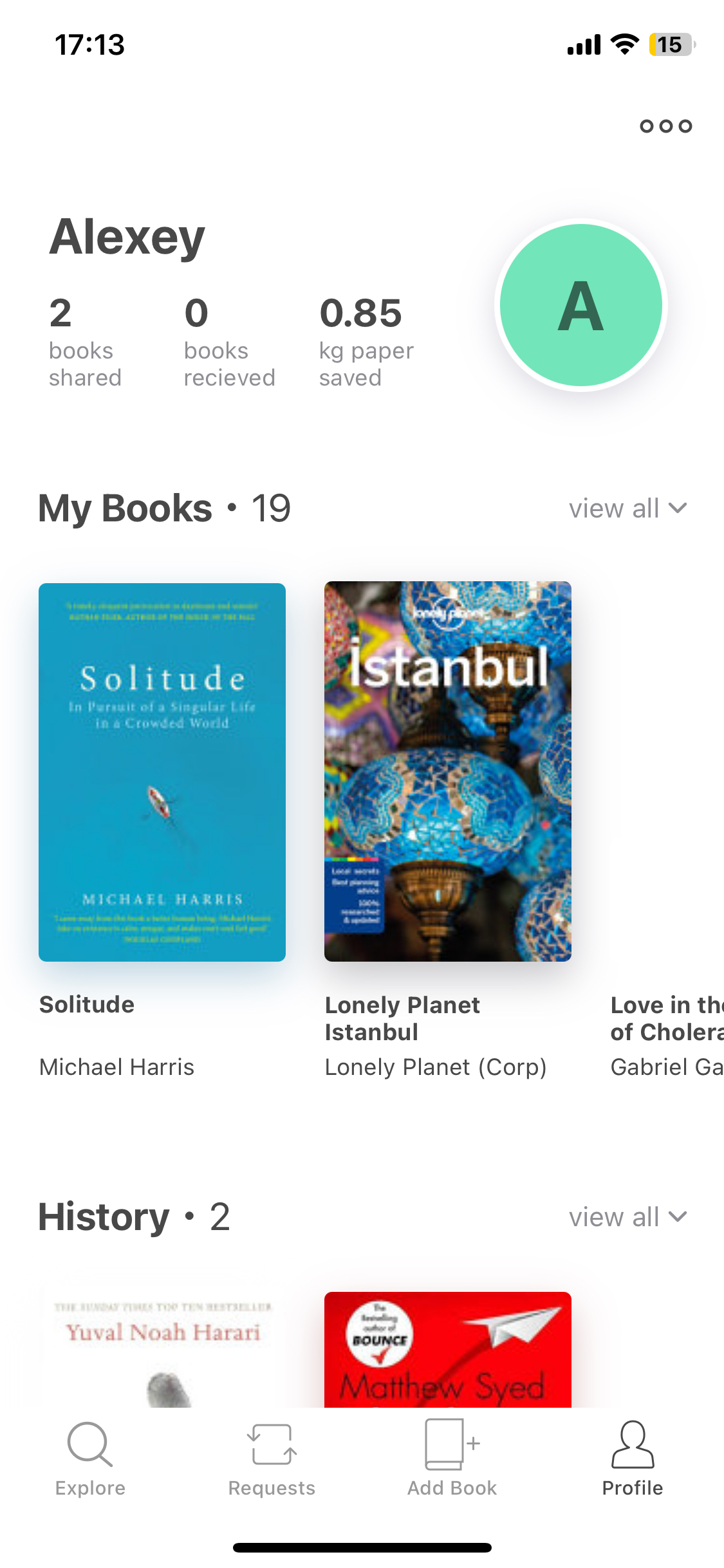 Bookley Profile Screen